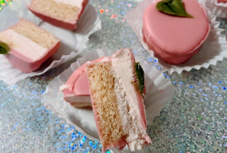 trader_joes_treasure_hunt | Instagram | Vanilla cake shell with raspberry mousse filling.