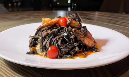 Squid Ink Pasta with Shrimp and Scallops